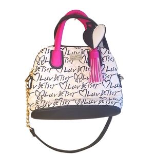 NWOT Y2k Luv Betsey By Betsey Johnson Quilted Hearts Dome Satchel Crossbody